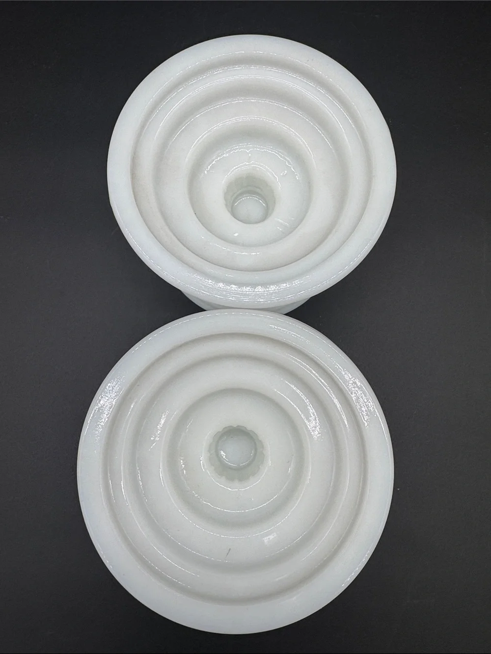 Vintage Milk Glass Pillar Taper Candle Holder Pair EUC